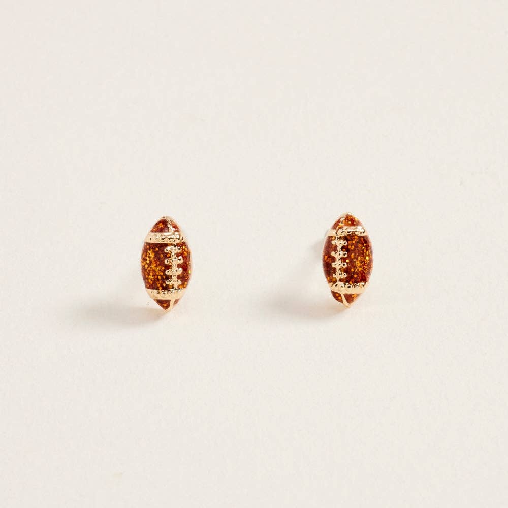 0.3 Inch Enamel Glitter Football Game Day Post Earrings