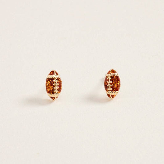 0.3 Inch Enamel Glitter Football Game Day Post Earrings
