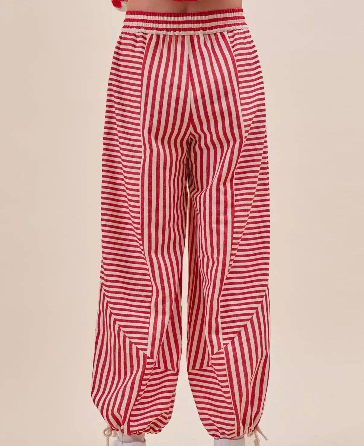 Straight Forward Mixed Stripes Pants, Red