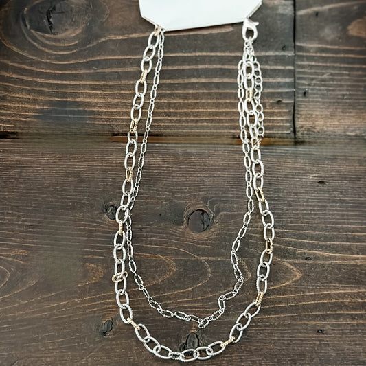 Double Chain Layered Look Necklace