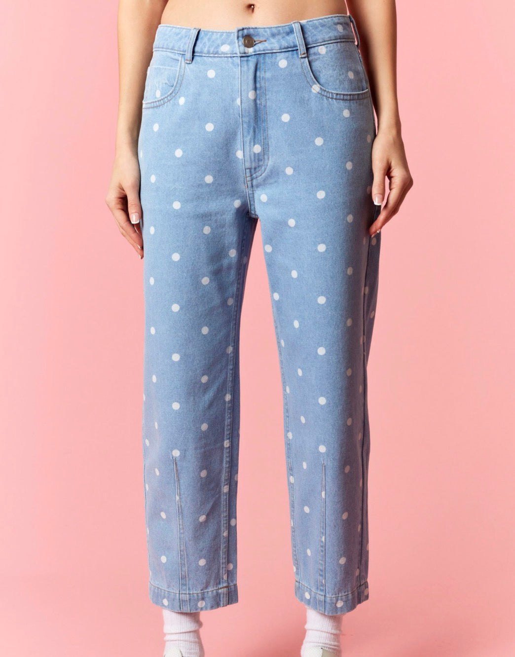 Playful Polka Dot Barrel Jeans
