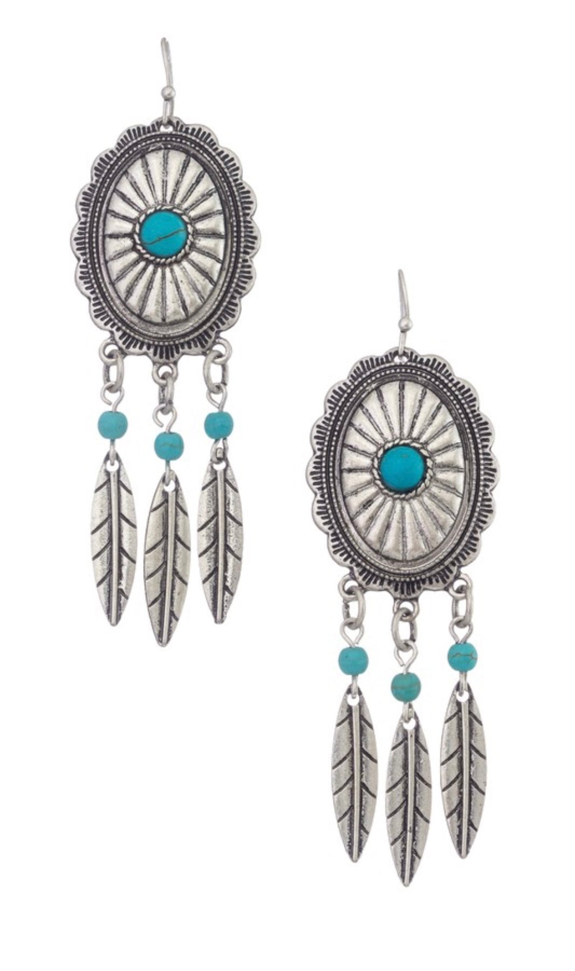 Western Concho Drop Earrings