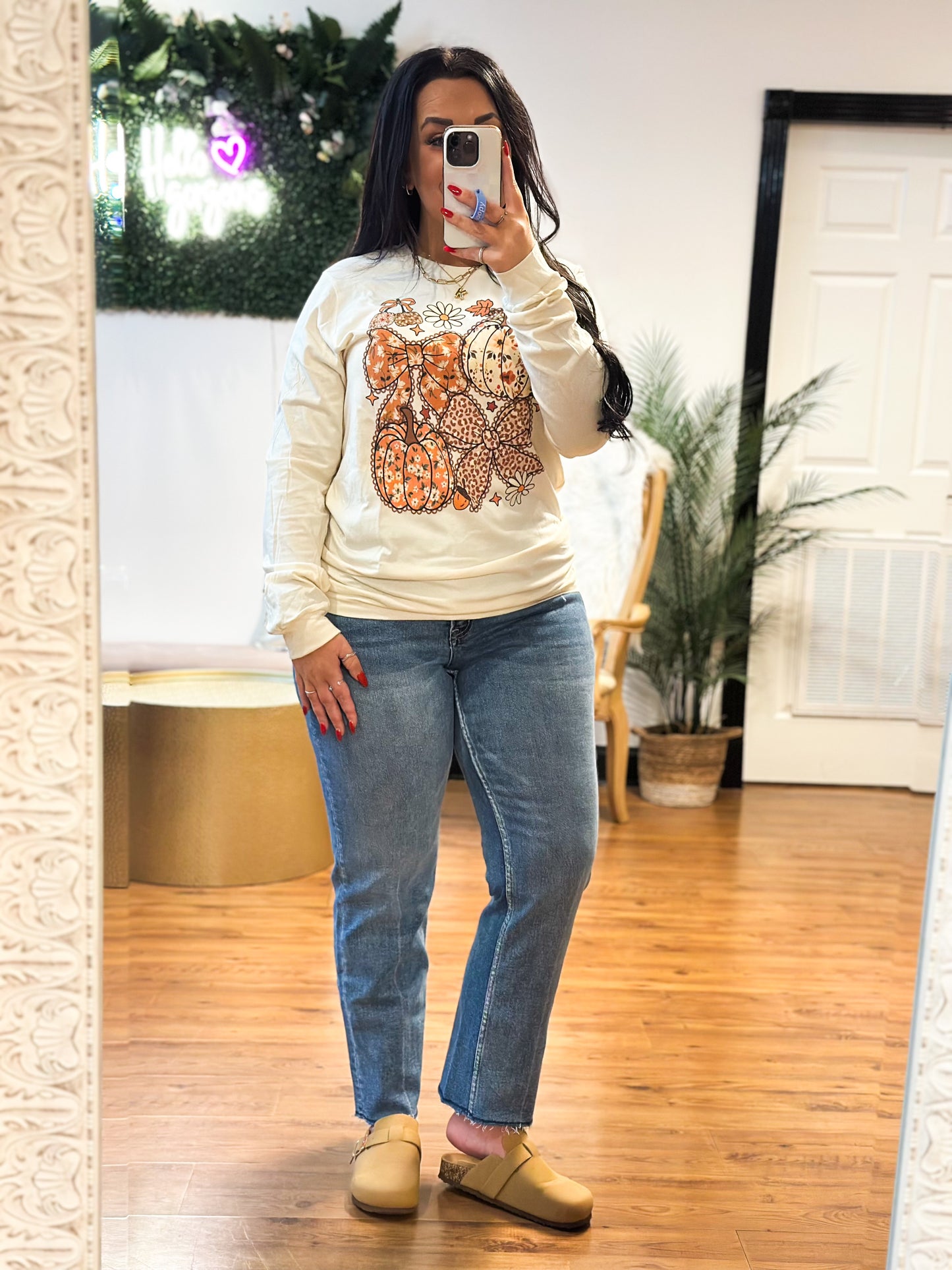 Floral Pumpkin & Bows Long Sleeve