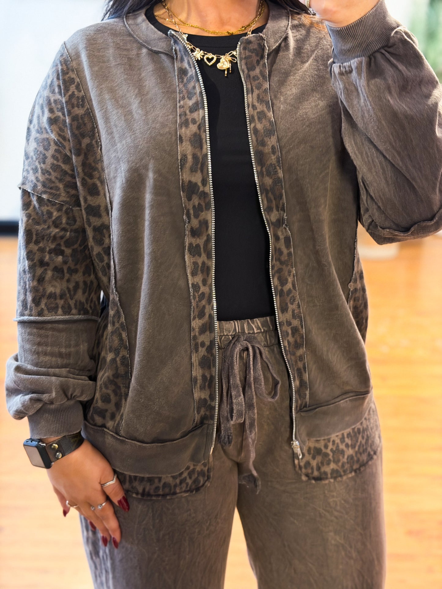 Kori Leopard Color Block Jacket