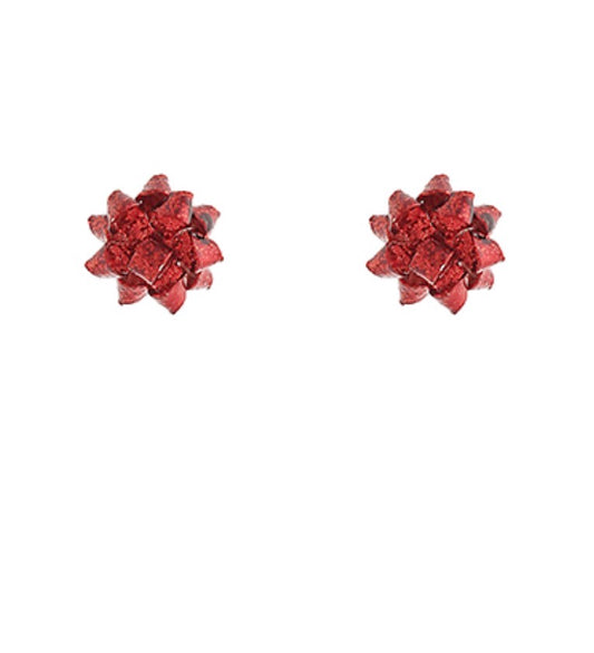 Gift Bow Glitter Studs