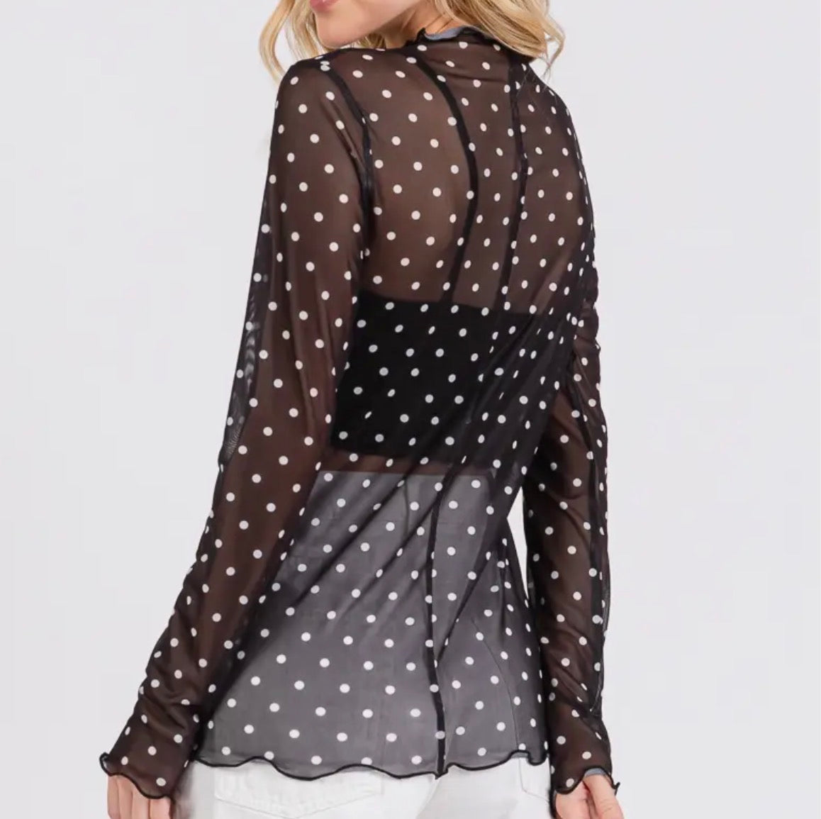 Polka Dot Mesh Top