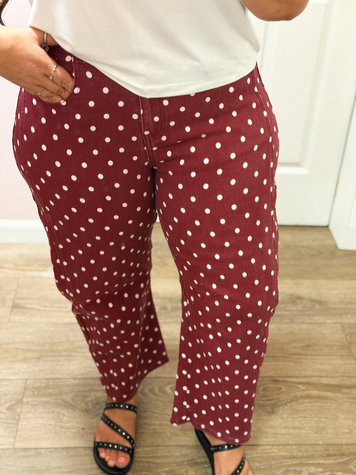 Dot to Dot Polka Dot Barrel Pants