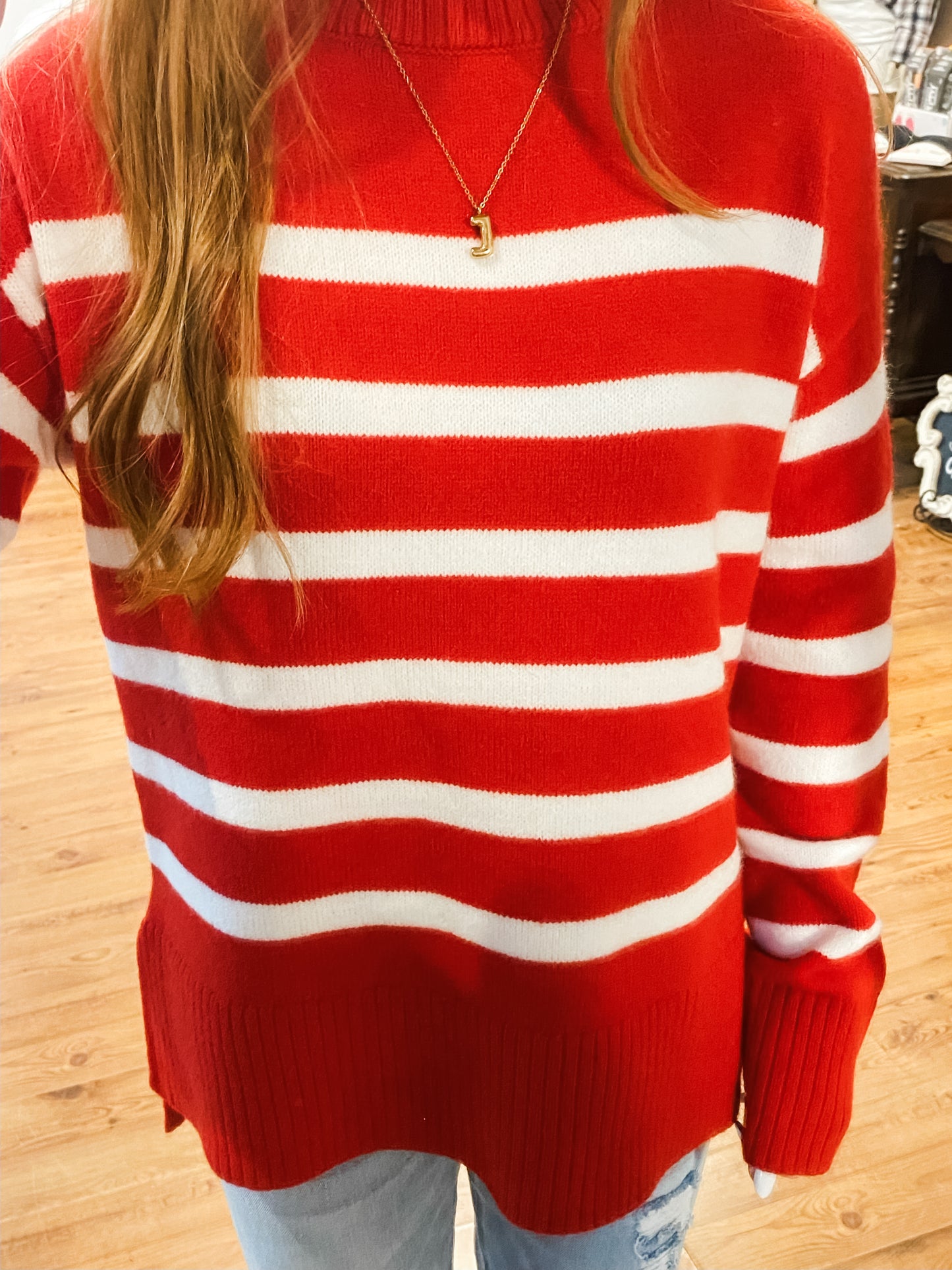 Striped Mock Neck Sweater