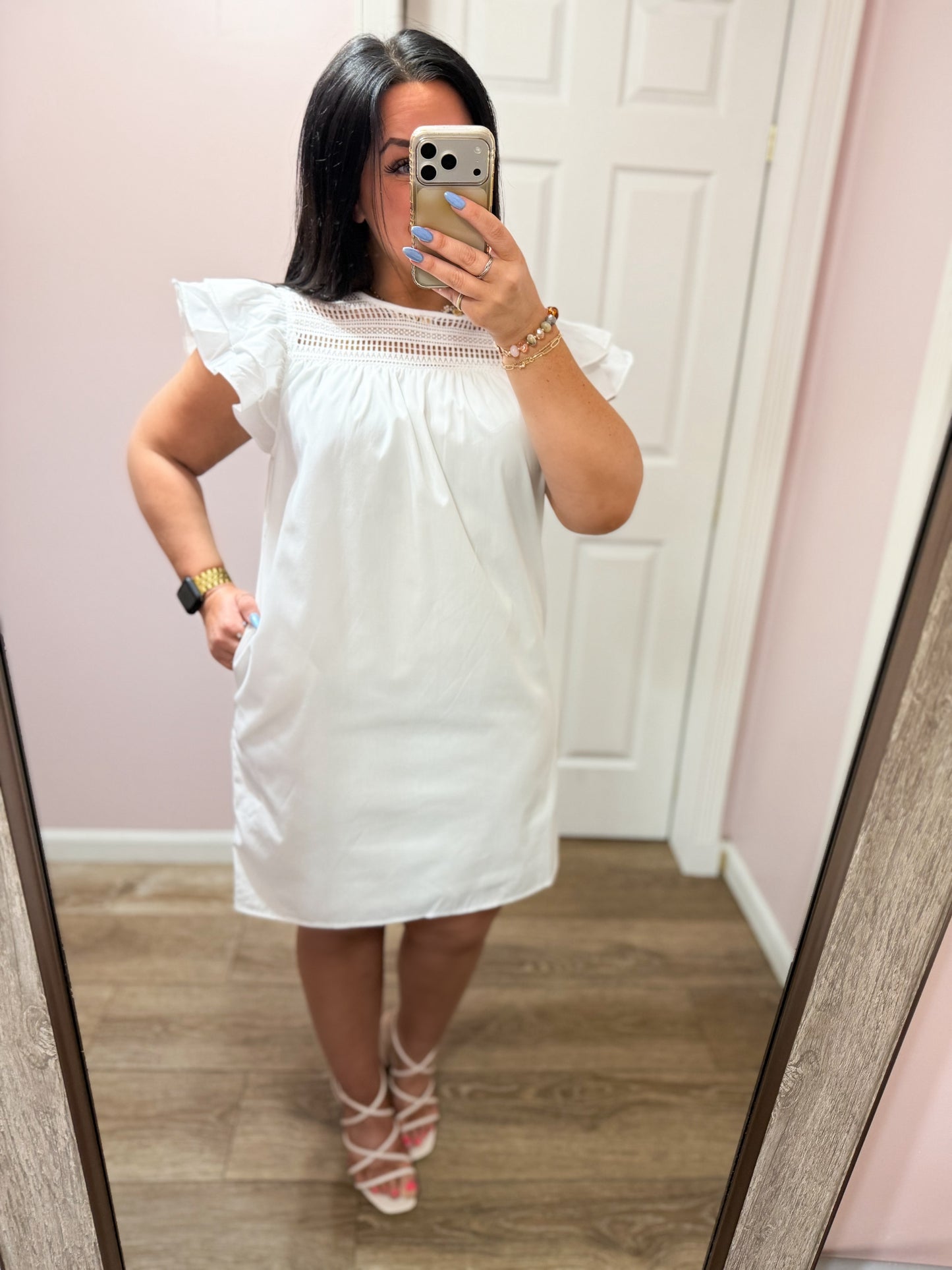 Never Leave Lace Trim Dress