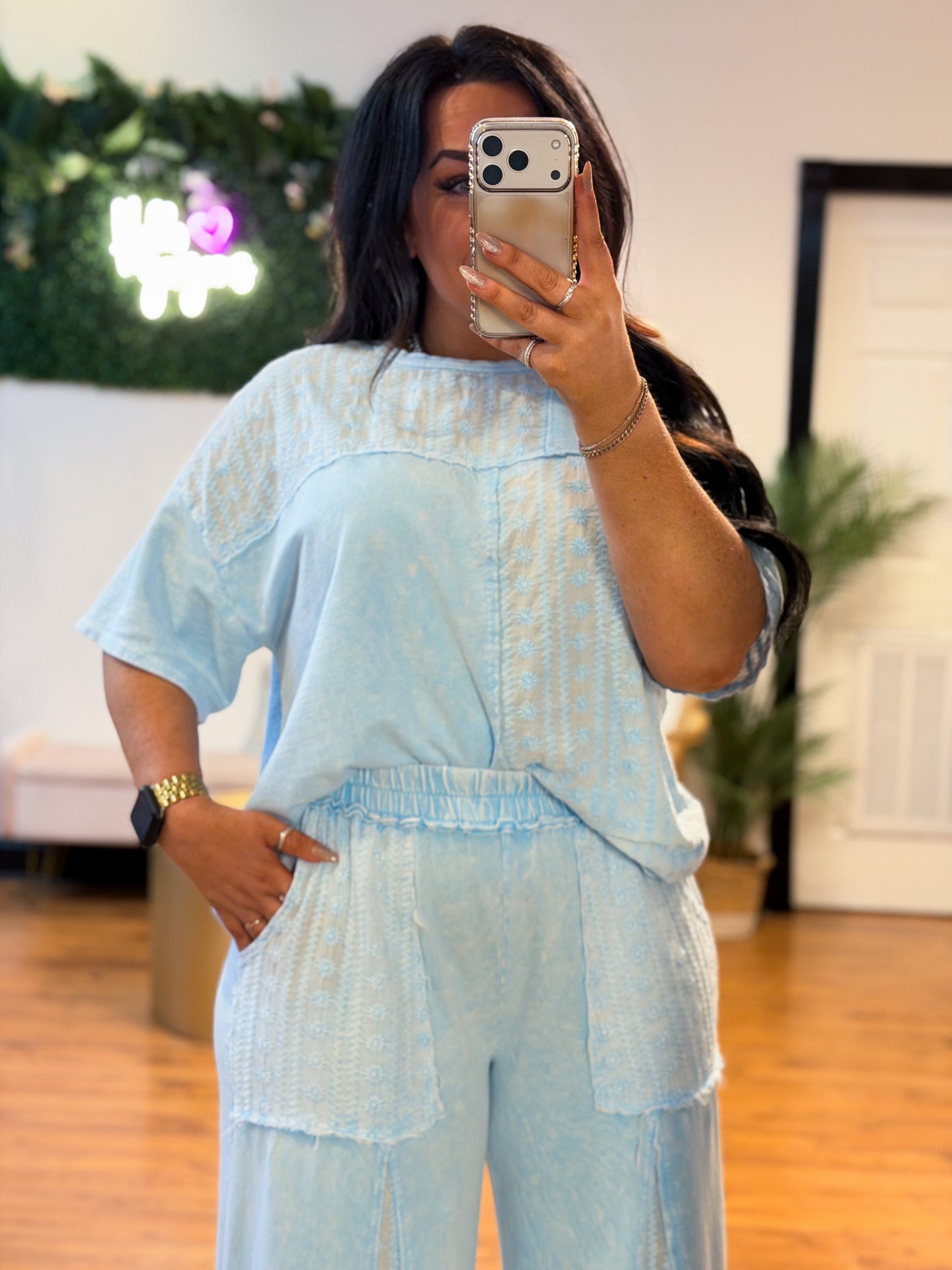 Claire Eyelet Block Top