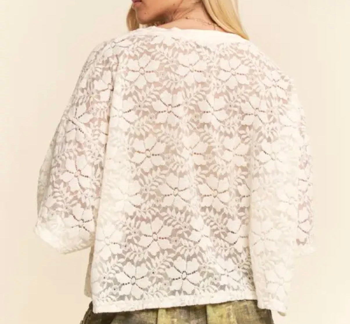 Sheer Floral Lace Boxy Top