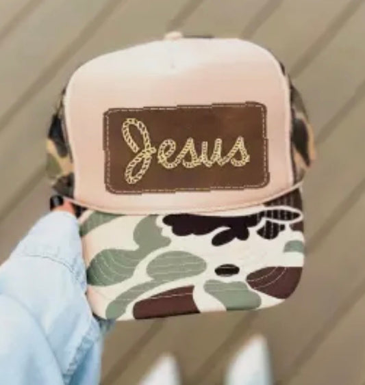 Jesus Faux Patch Trucker Hat