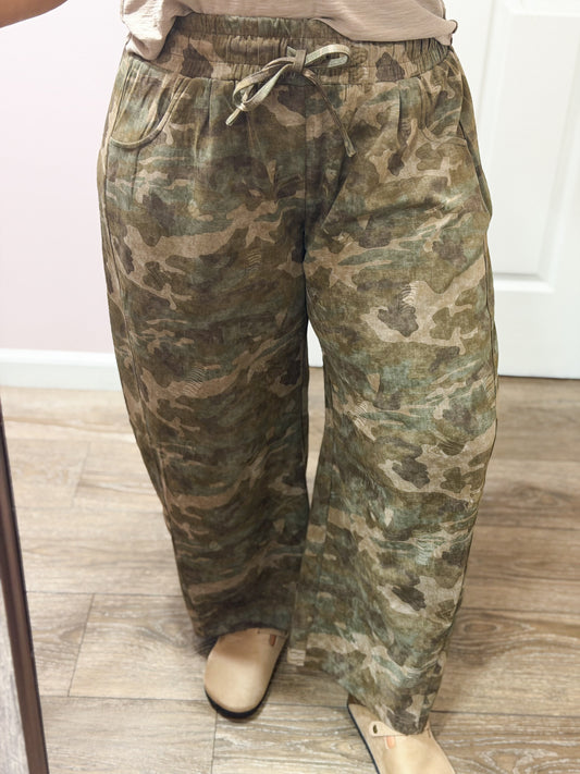Camo Barrel Leg Pants