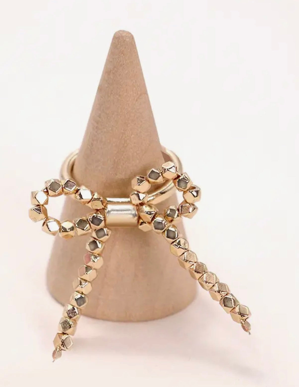 Facet Bead Bow Ring