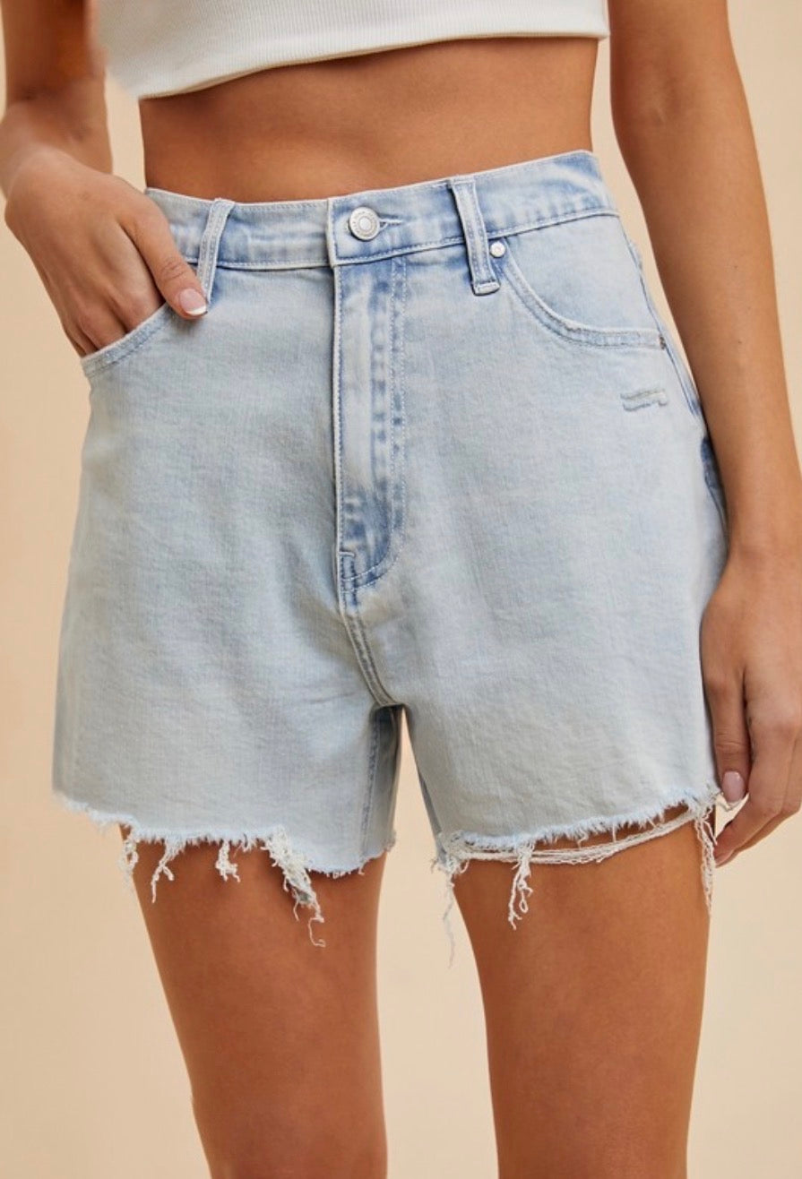 Maggie Distressed Hem Denim Shorts