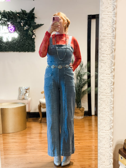 Stay the Course Denim Jumpsuit