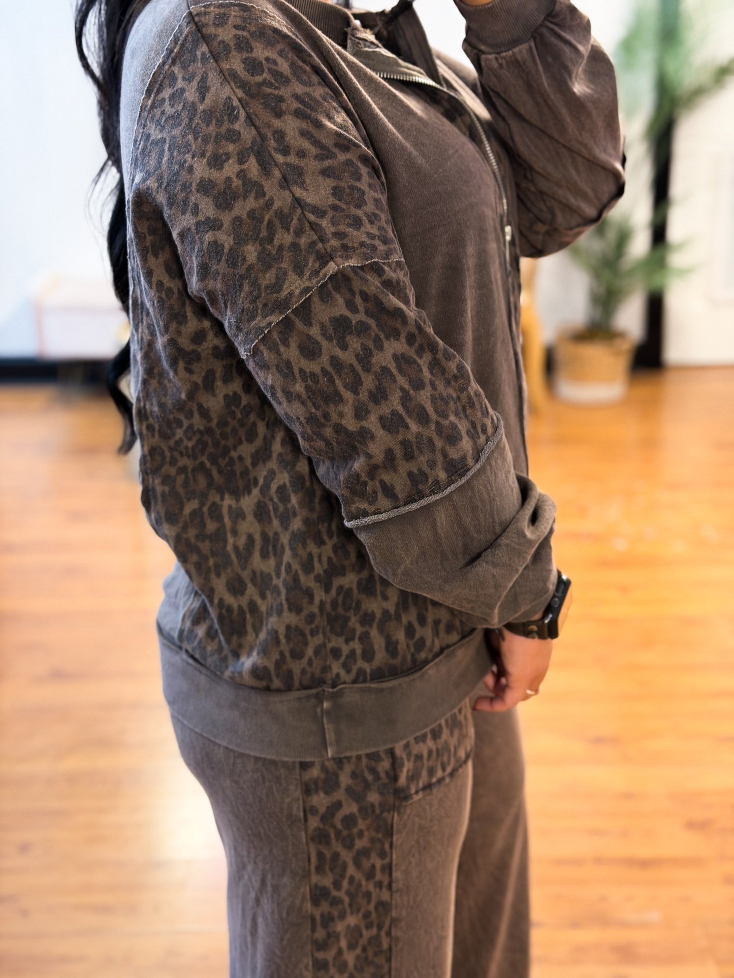 Kori Leopard Color Block Jacket