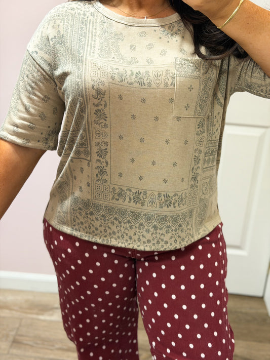 Bandana Print Knit Top