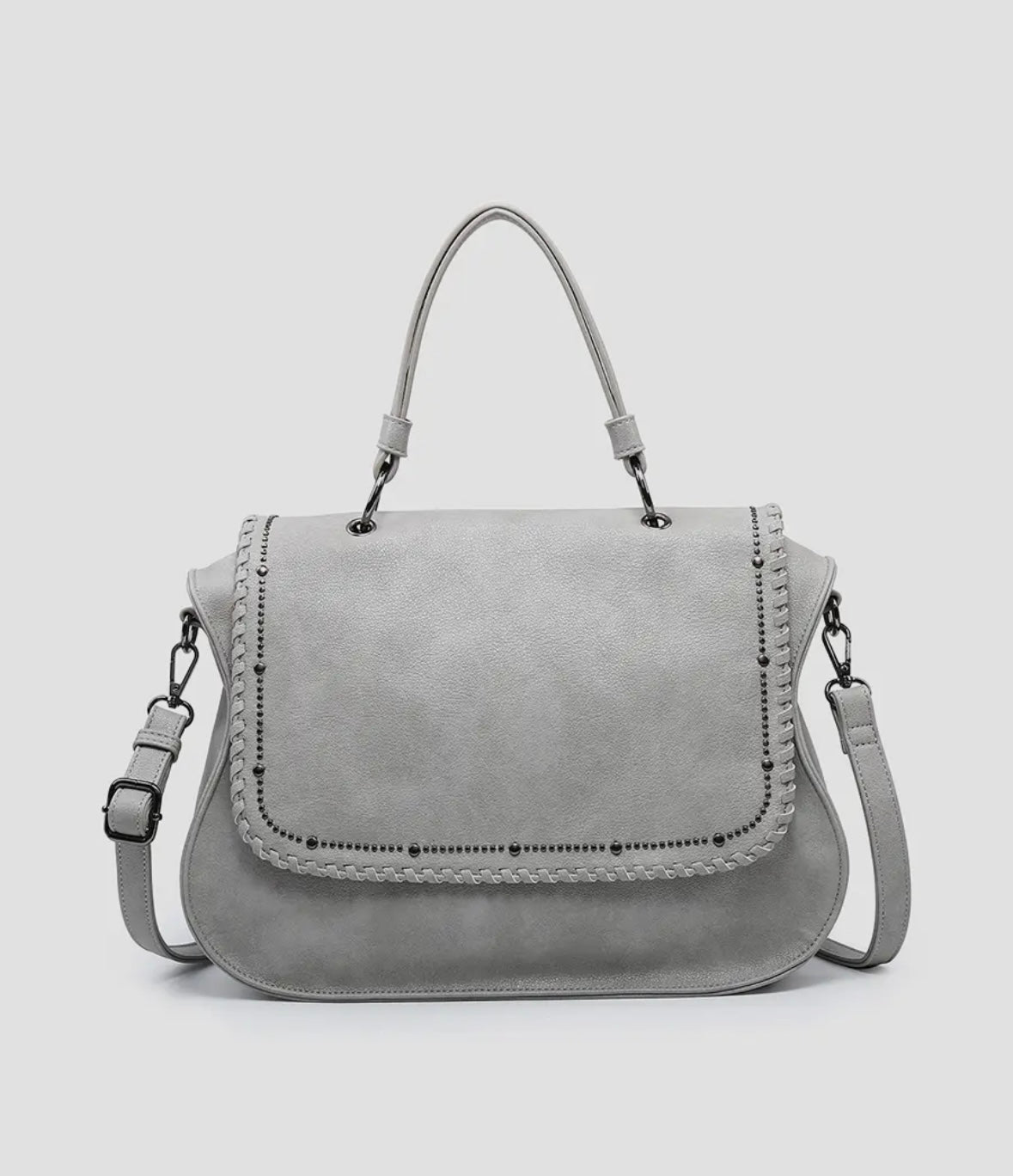 Cricket Studded Flapover Hobo w/Handle