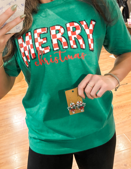 Checkered Merry Christmas Tee