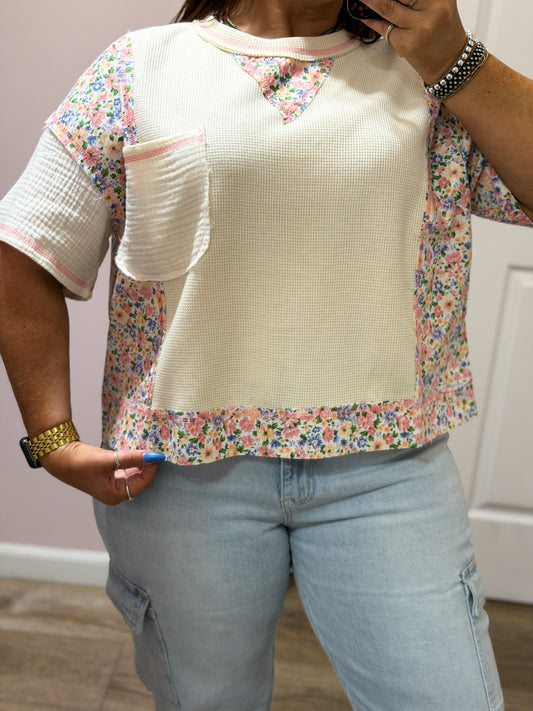 Multi Texture Floral Top