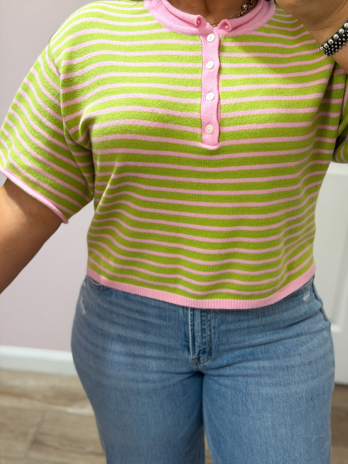 Brightest Layer Striped Henley Top