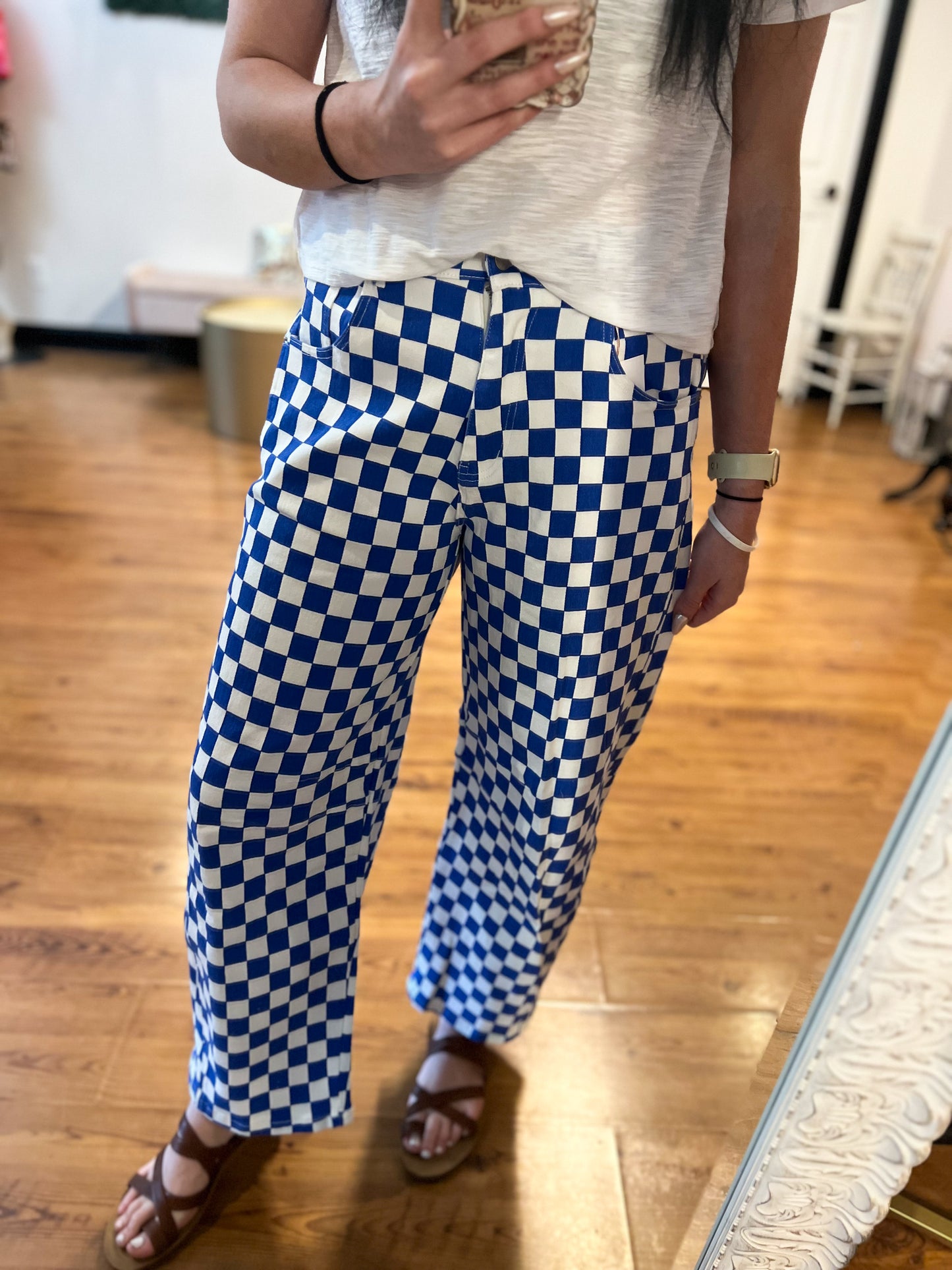 Checkered Barrel Pants