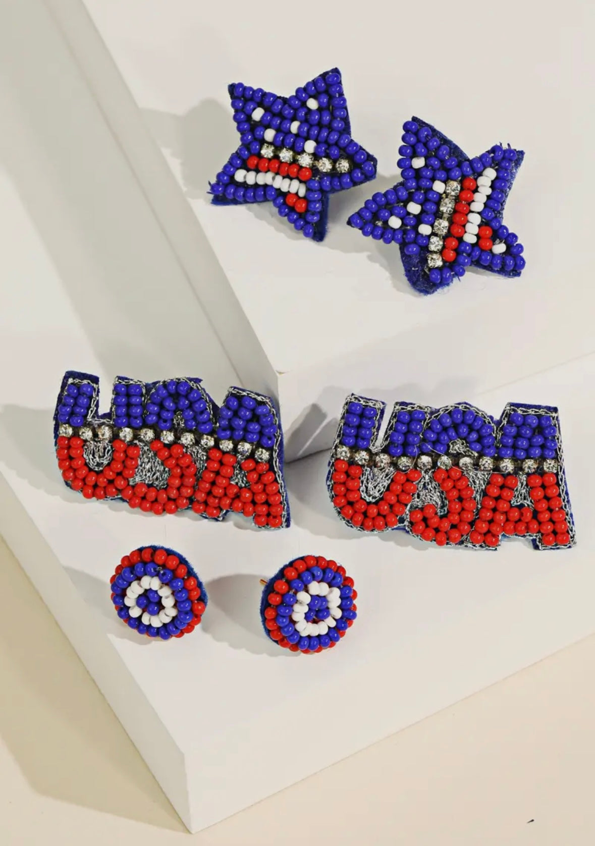Beaded USA Earrings Set