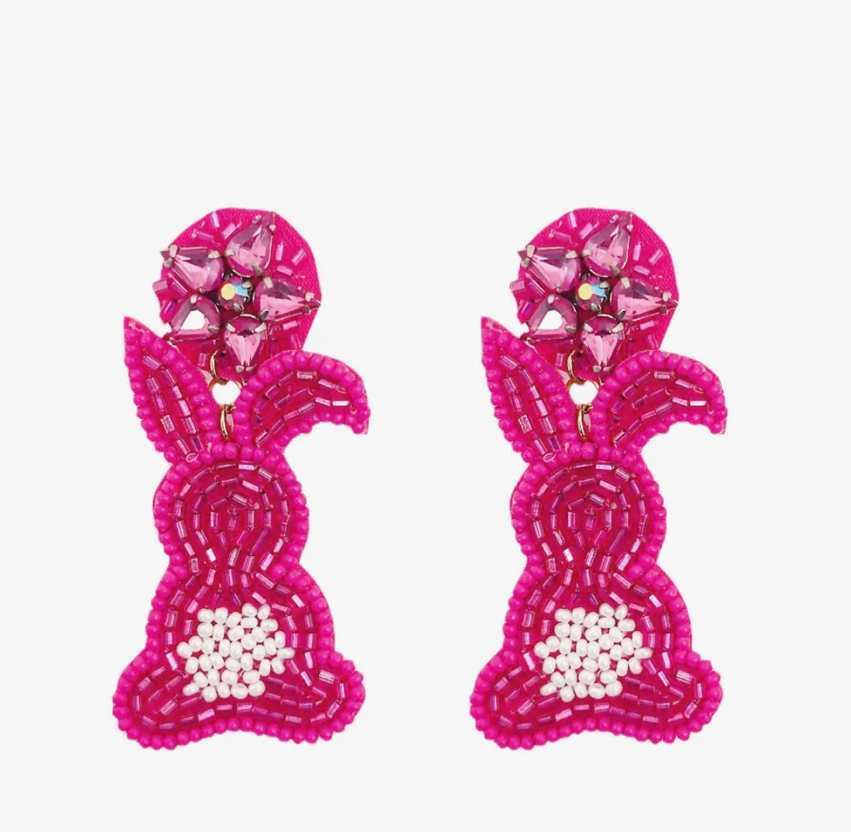 Beaded Bunny Drop Earrings
