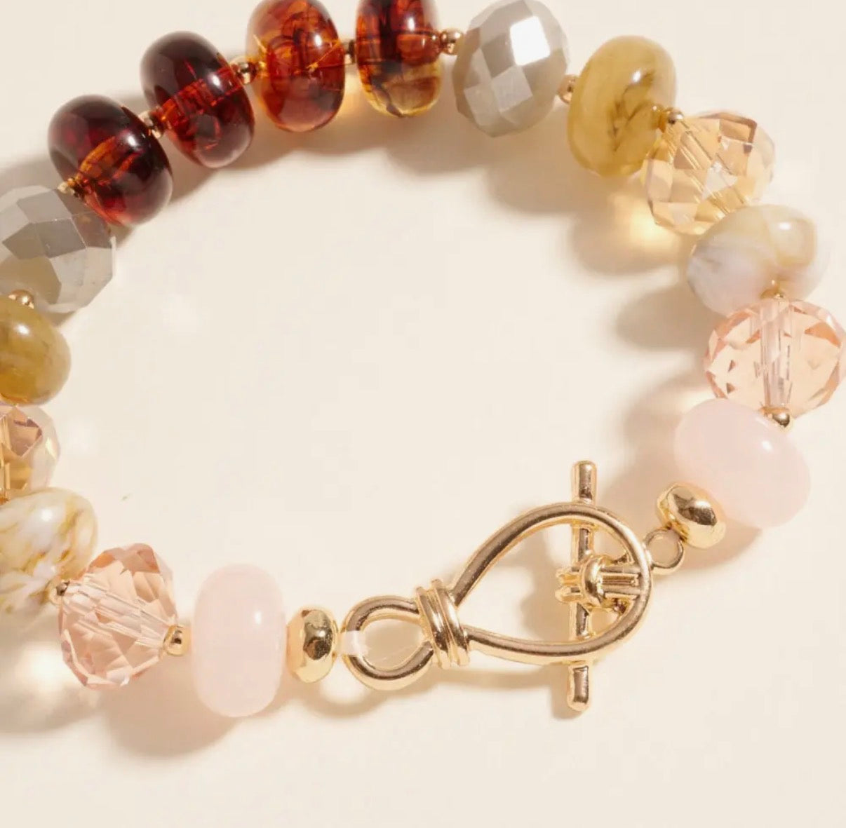 Marbled Ombré Resin Oval Beaded Stretch Bracelet