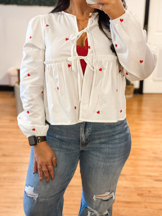 Heart Embroidered Blouse