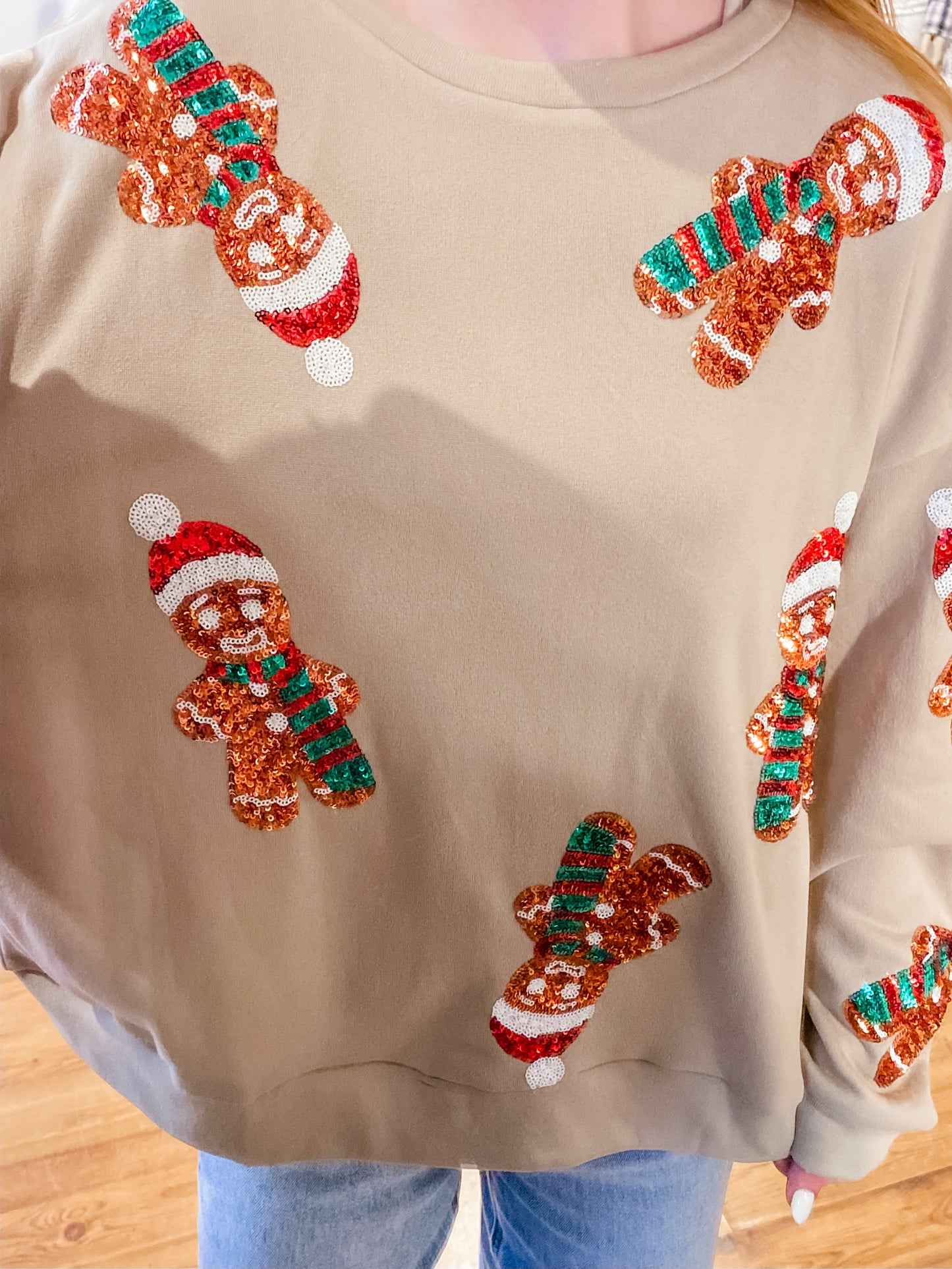 Sequin Gingerbread Man Pullover