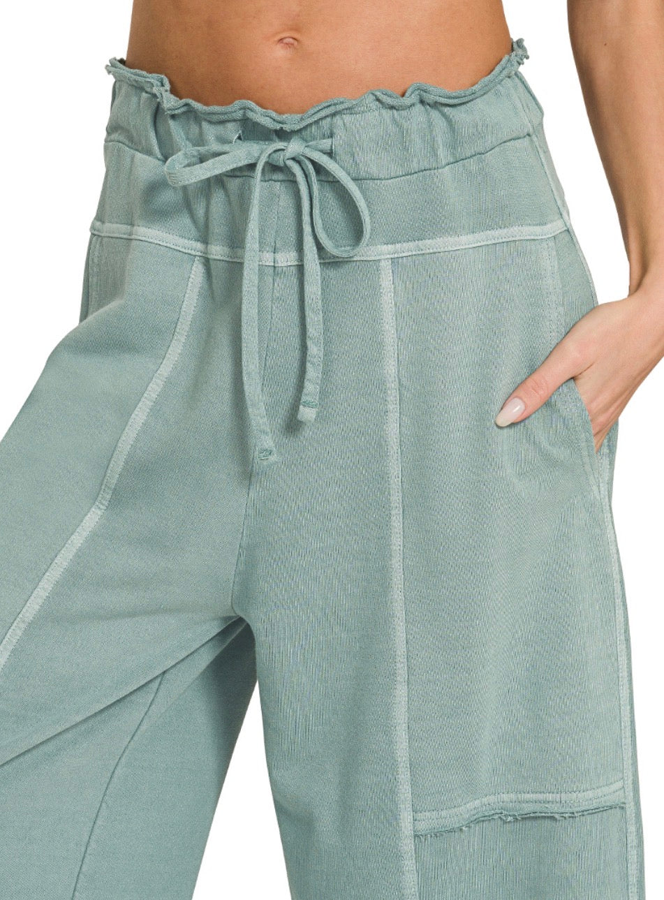 Next Level Wide Leg Pants, Ash Mint