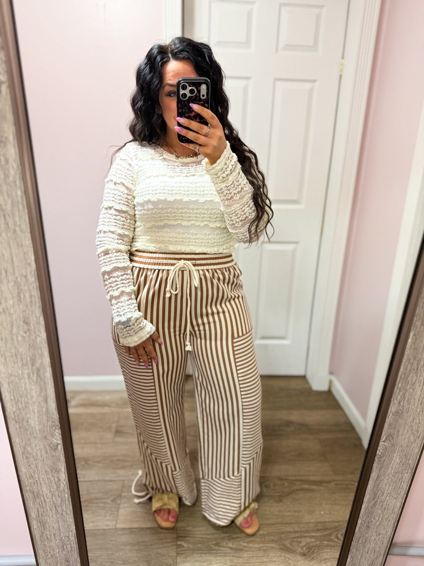 Straight Forward Mixed Stripe Pants, Toffee