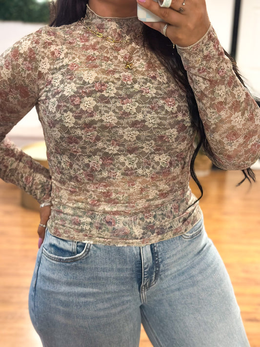 Floral Lace Sheer Top