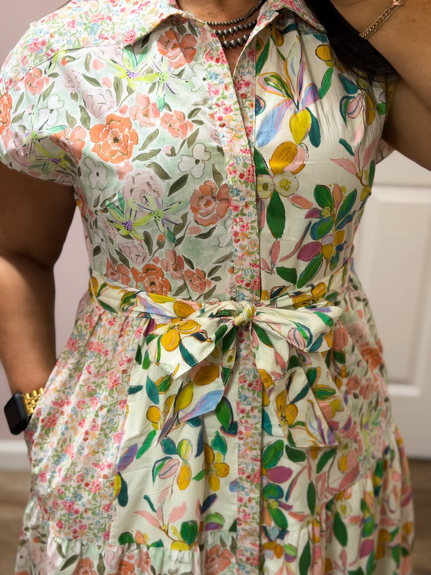 Mixed Floral Midi Dress