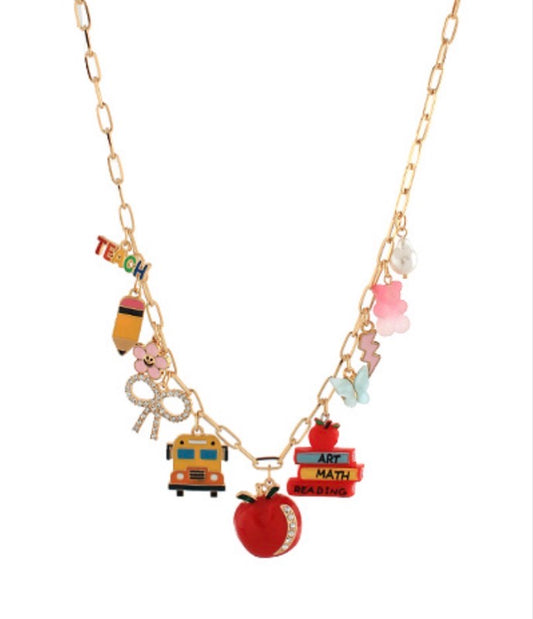 School Theme Multi Charm Necklace