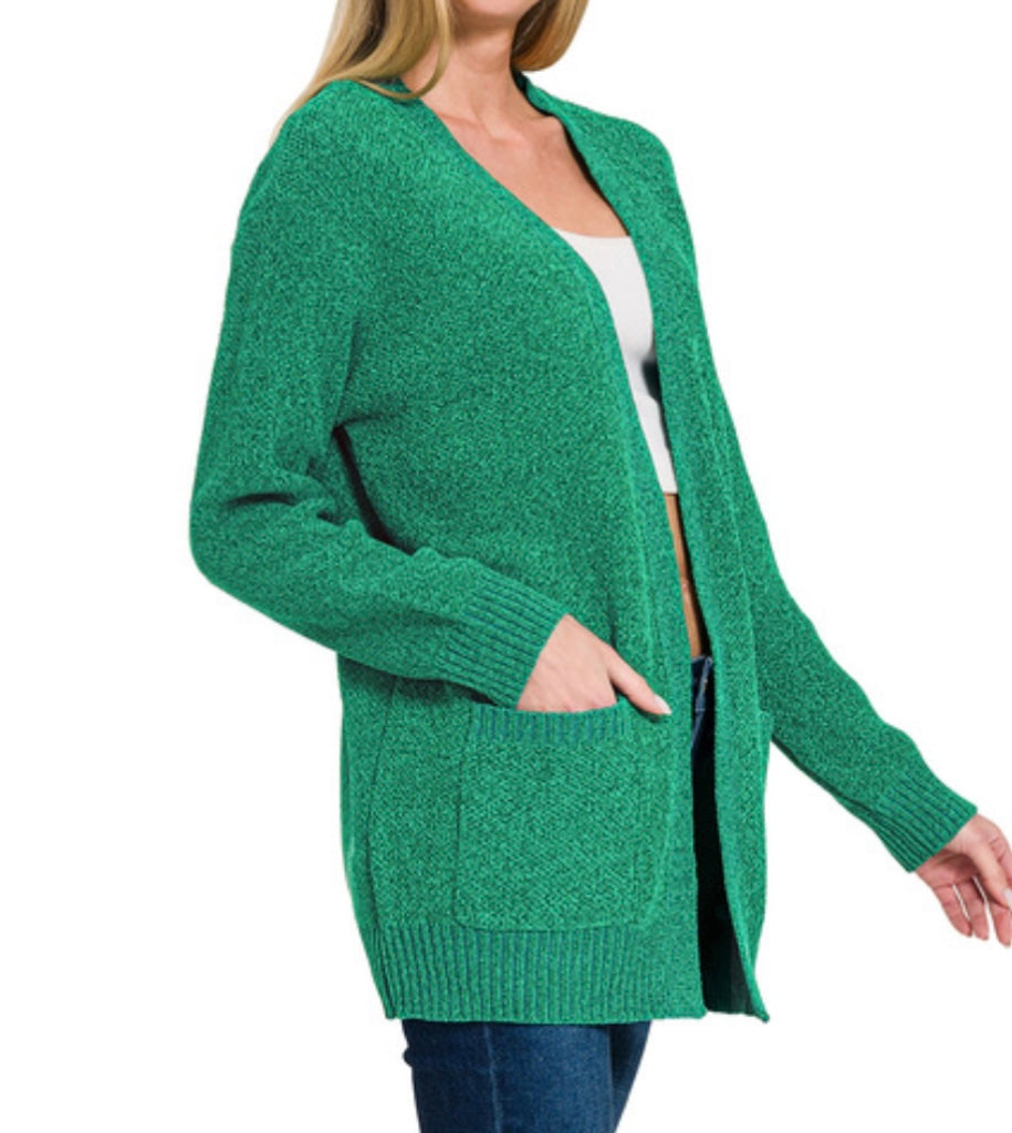 Cozy Vibes Sweater Cardigan, Kelly Green