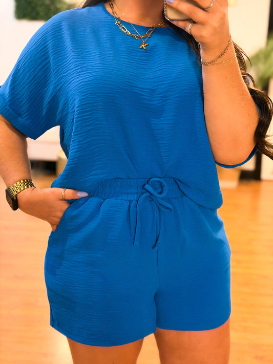 Fresh Start Two Piece Shorts Set, Ocean