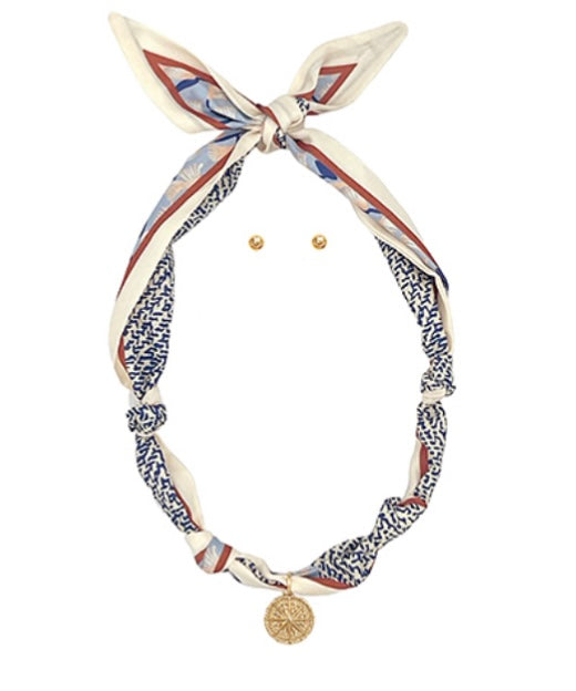 Compass Charm Scarf Necklace
