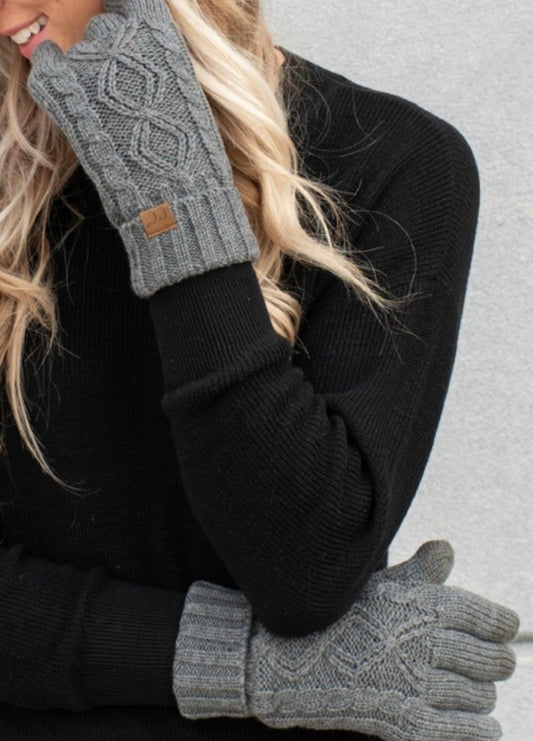 C.C Cable Knit Fleece Lined Gloves