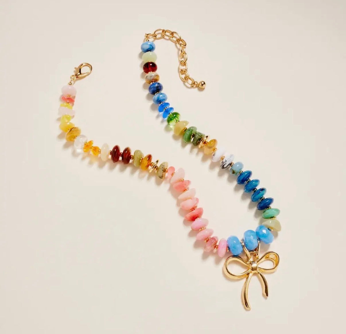 Resin Bead Bow Pendant Necklace