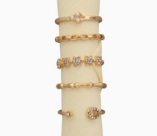 Mixed Band 5PC Ring Set