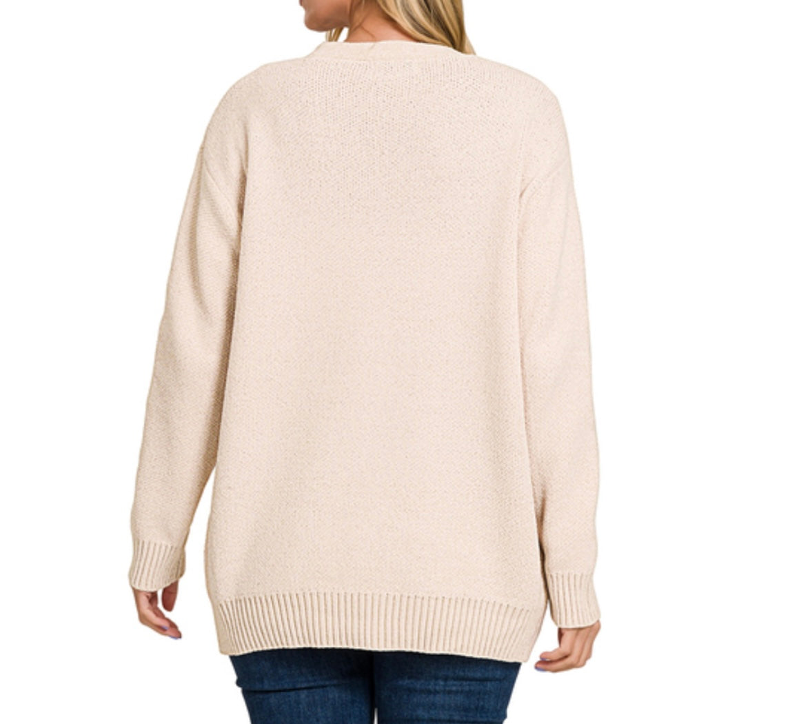 Cozy Vibes Sweater Cardigan, Beige