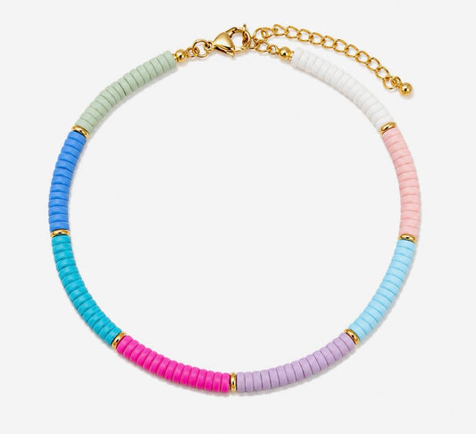 Color Block Beaded Anklet
