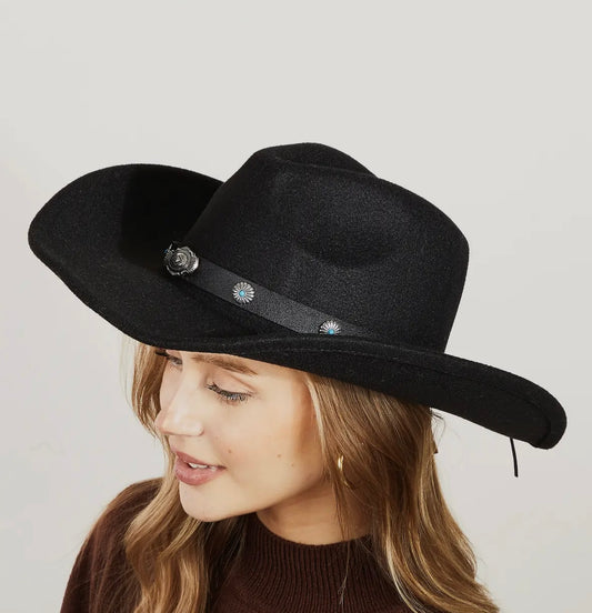 Studded Strap Western Hat