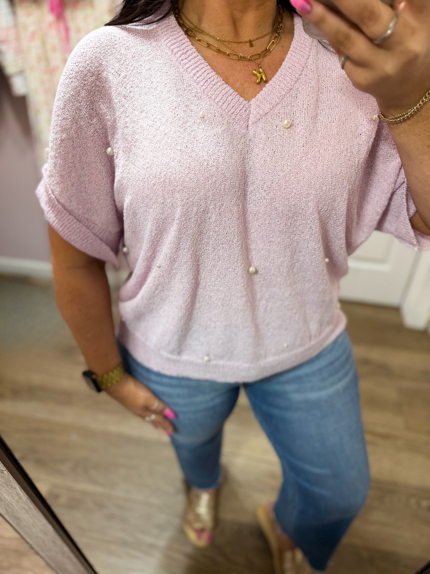Ever So Sweet Pearl Sweater, Lavender