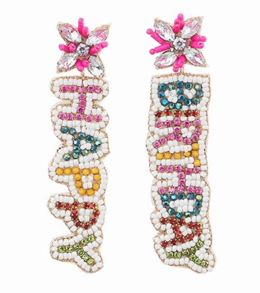 “Happy Birthday” Beaded Earrings