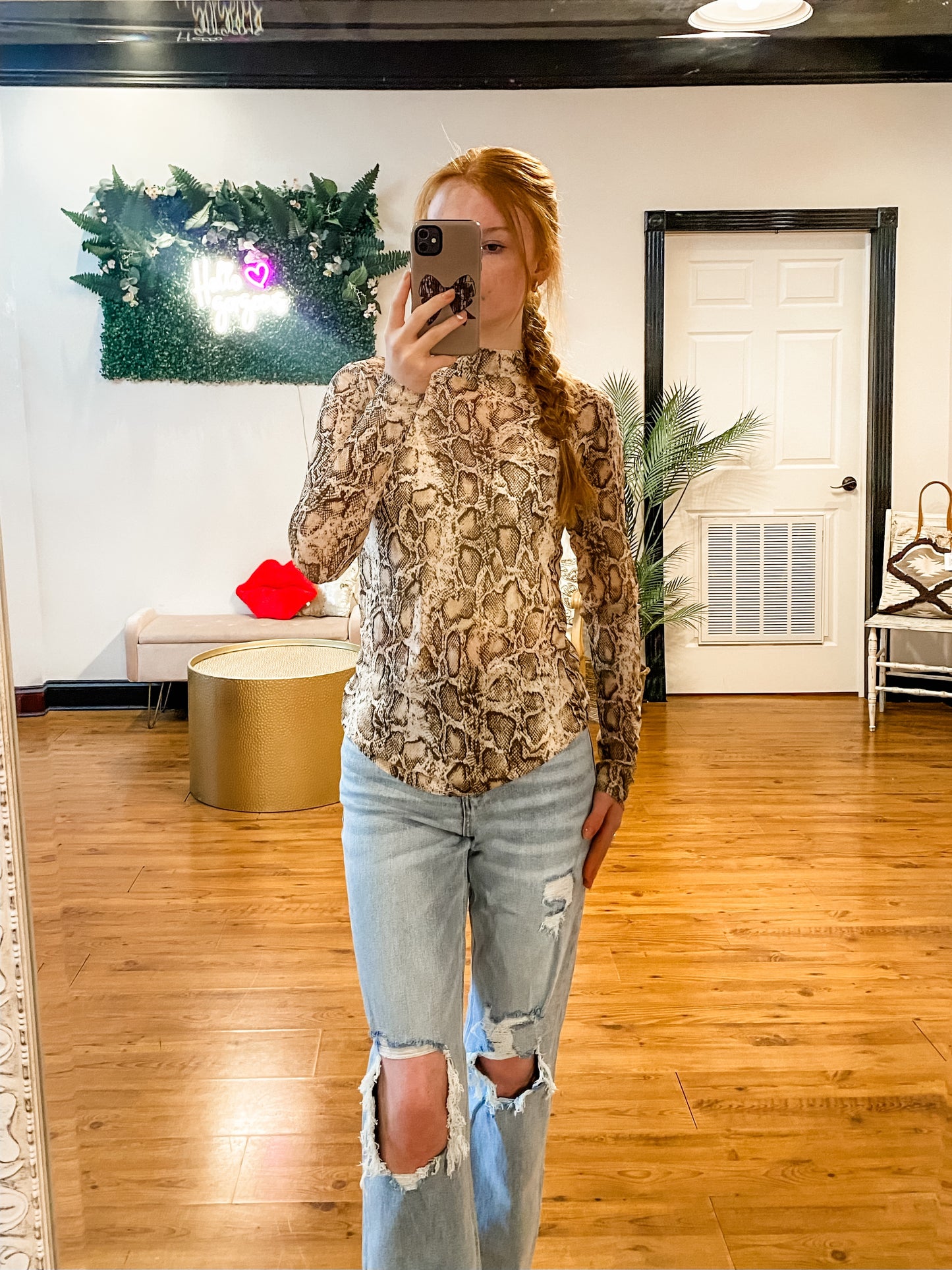 Snakeskin Sheer Top