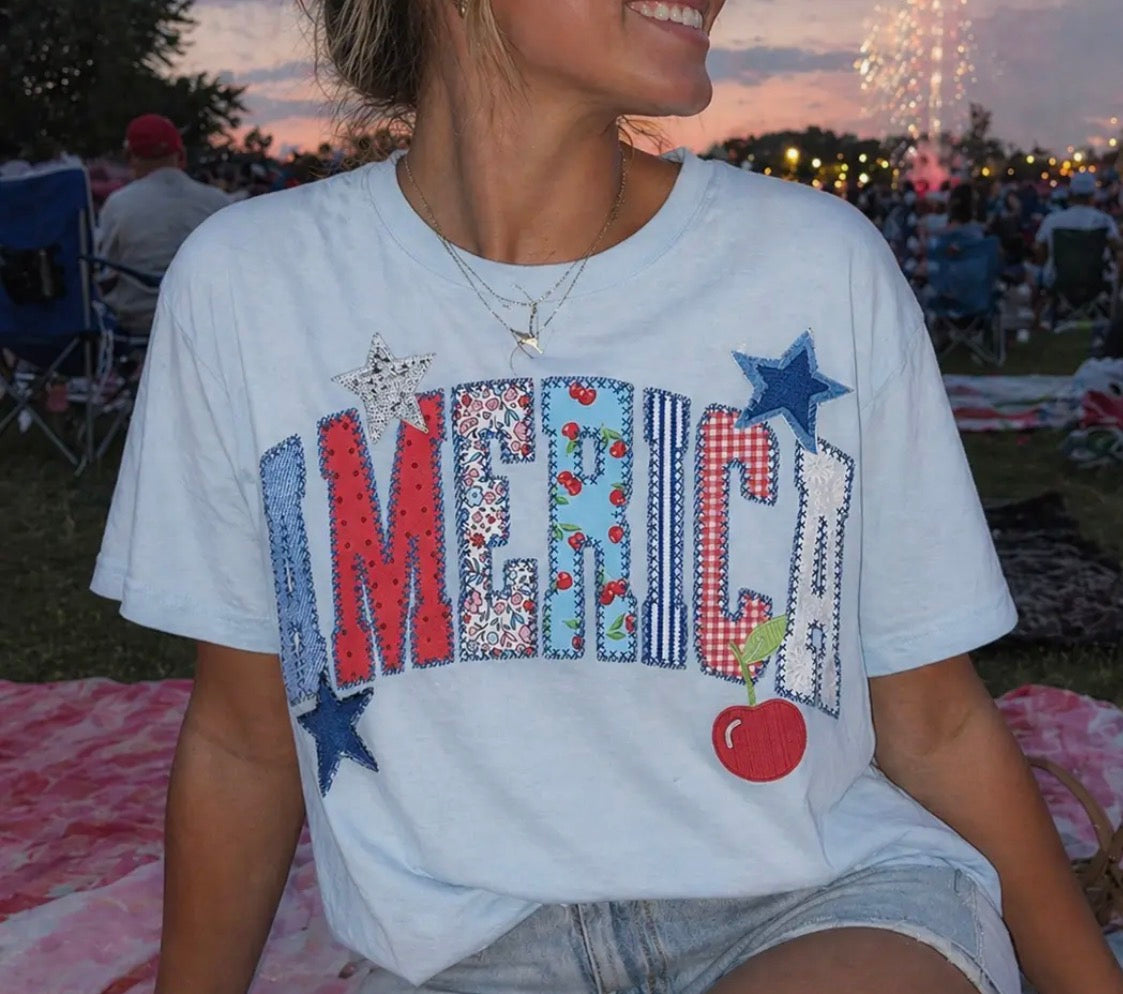 America Mixed Print Tee